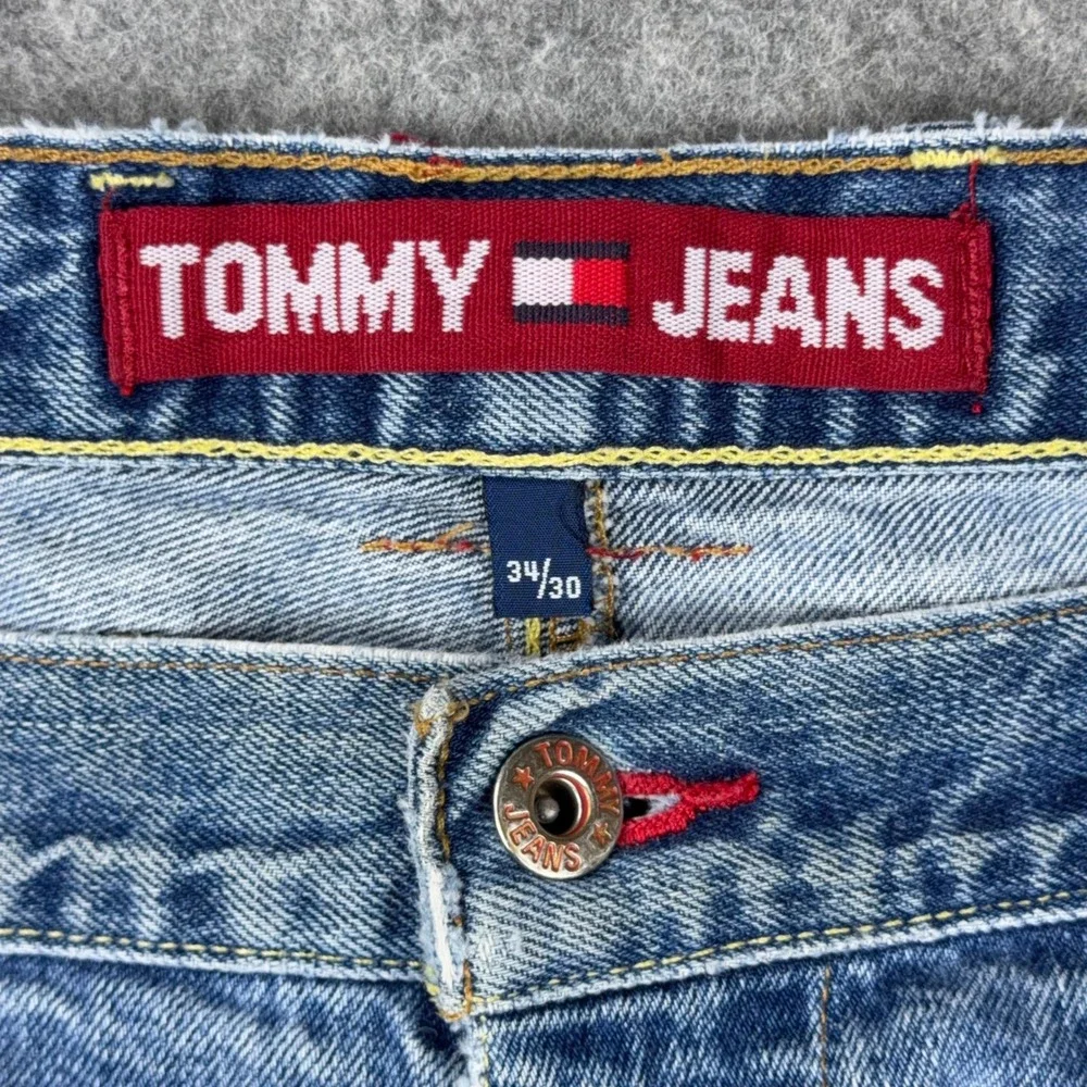 VTG Tommy Jeans Denim Mens 34x30 Light Wash Straight Leg 90s Y2K Made in Mexico